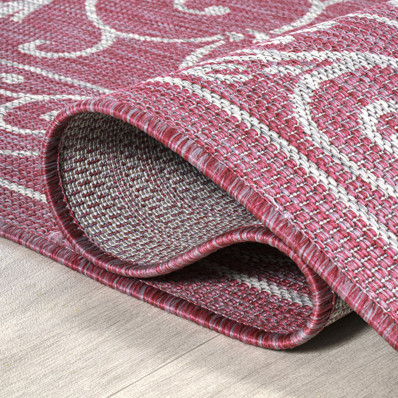 Bloomsbury Market Halpert Fuchsia/Light Gray Indoor/Outdoor Rug
